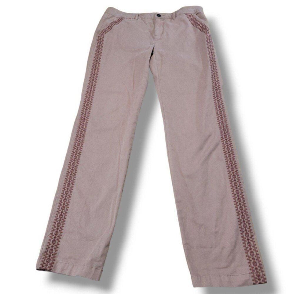 Garnet Hill Pants Size 8 W34" x L32" Casual Chino Pants Straight Leg Embroidered